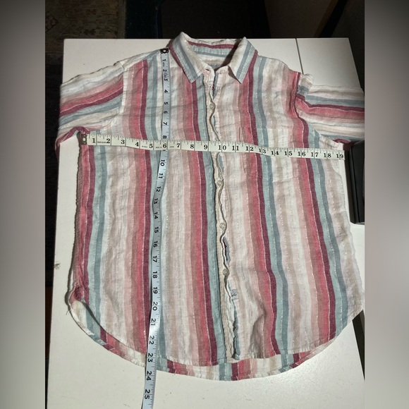 Rails Charli Tropic Stripe Button Down Shirt Metallic Gold Detail Size XSmall - Picture 16 of 16